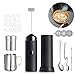 Milk Frother Handheld Foam Maker Latte Art Set for Cappuccino, with Stainless Steel Frothing Pitcher, Coffee Decorating Stencils, Latte Art Needle, Mix Spoon, Cocoa Powder Shaker