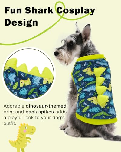 Image of CuteBone Dinosaur Costume Dog Shirt, Stretchy Velvet T-Shirt Clothes for Small Dogs, Soft & Breathable Pet Tee Outfit Cat Apparel for Daily Wear, Cozy Pullover Design Puppy Fashion COSBX06XS