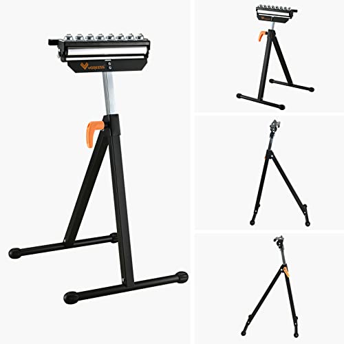 WORKESS 3 in 1 Roller Stand for Woodworking, Stable 132 Lbs Load Capacity Outfeed Roller Stand Adjustable Height 27”- 43”, Folds Easily for Portable & Storage, Suitable for Table Saw, Miter Saw