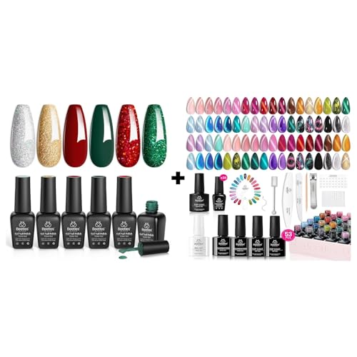 Beetles Gel Nail Polish, Red Sparkle Green Glitter Gold Silver