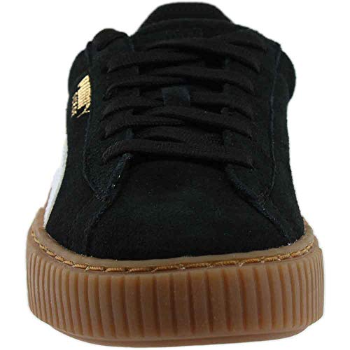 PUMA PUMA Unisex-Child Suede Platform Sneaker, Black White, 2 M US Little Kid