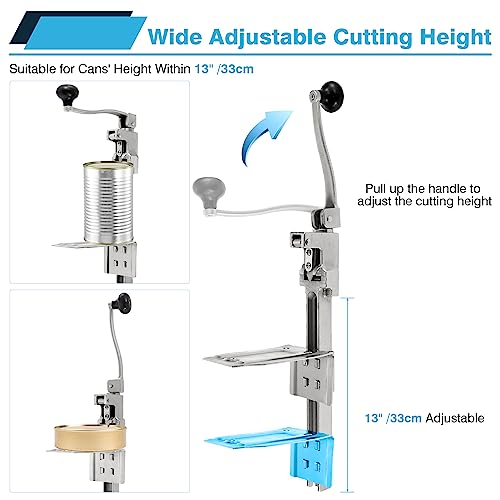 Ironwalls Commercial Can Opener For Restaurant, 19”/48Cm Heavy Duty Table Mount Manual Can Opener For Cans Up To 13” Tall, 1 Metal Professional Can Opener With Plated Steel Base For Hotel, Food Store #TOP2