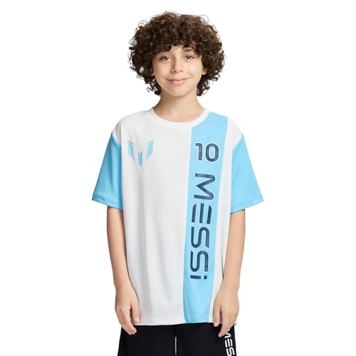 Image of Messi Boys' Lifestyle Short Sleeve Top, Loose-fit Shirt with Logo, Comfortable, All-Day Wear