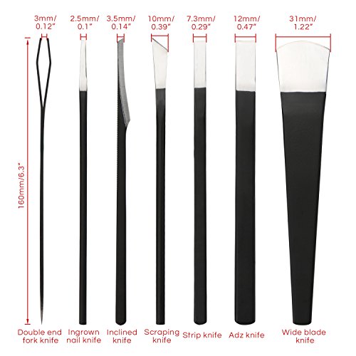 Pedicure Knife Set for Feet, Segbeauty 7pcs Ingrown Toenail Blade Tool with Storage Bag, High Manganese Steel Nail Knives Cuticle Remover, Professional Foot Repair Sharp Blade Kit for Nail Corn Callus - Thumbnail 7