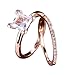 AKETISFINETI New 2026 2Pcs Classic Square Bridal Sets Promise Rings For Women Rose Gold Color White Wedding Ring Party Jewelry Fashion Luxury Accessories Creative Gift