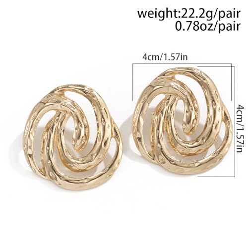 Chunky Gold Large Statement Earrings for Women Vintage Simple Big Circle Drop Hanging Earrings Personalized Geometric Earrings Birthday Valentines Gift(Gold2) by GIGB PBDK - Used condition - Image 3