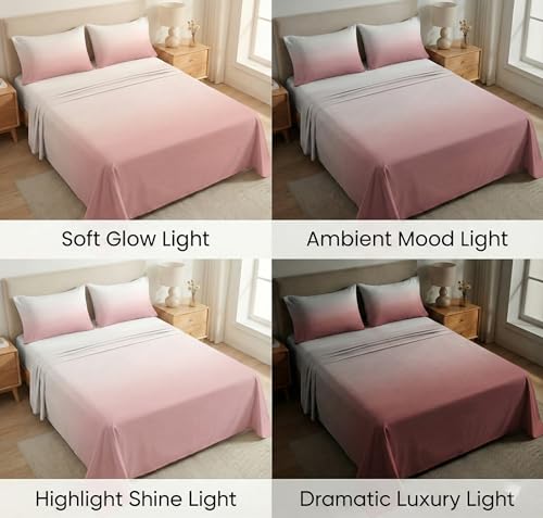 Image of HOMEKART Satin Bedsheet King Size for Double Bed |300 TC Ultra Soft,Silky Smooth Satin Silk Bed Sheet with 2 Pillow Covers |Luxury Bedsheets for Romantic /Date Night (108x108 Inche,(Blush Cloud)