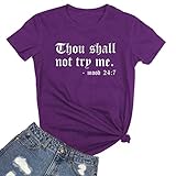 LOOKFACE Women Cute Graphic T Shirts Purple Medium