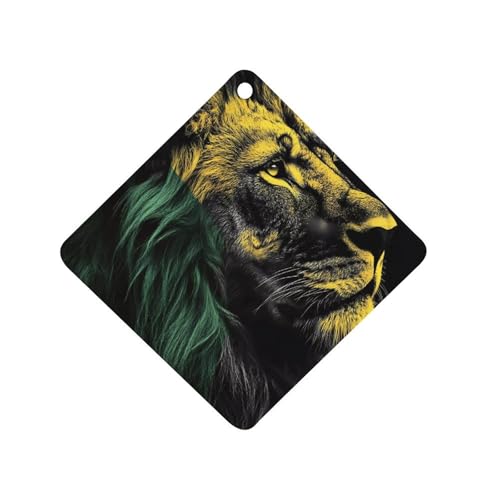 Jamaican Flag And Lion Car Air Freshener Hanging Aromatherapy Tablets for Car Accessories Rhombus