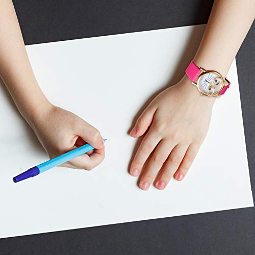 ULTECHNOVO Gato Crianças Assistir Desenho Animado Couro de Metal Impermeável para Crianças Relógio d