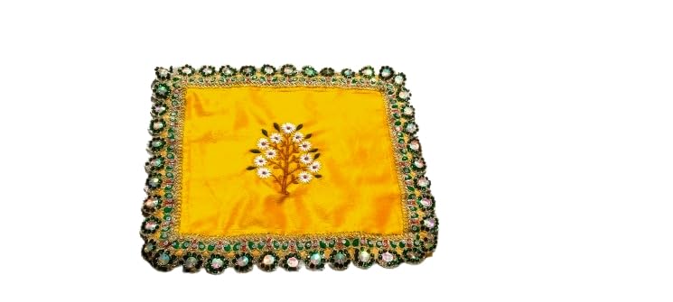 Shree adodhya (13×10 inch) square soft velvet Pooja aasan with embroidery,cloth chowki aasan kapda mat for god idol setting, Puja Mandir table and temple shelf (pack of 1)-image-20