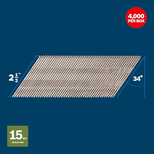 Image of Bosch GNH15G250GV 2-1 /2 In. x 15ga 34-Degree Finish Nails (4000 Per Box)