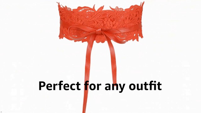 Allegra K Womens Lace Wide Waist Belt Wrap Around Obi Corset Cinch