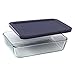 Pyrex Simply Store Glass Rectangular Food Container with Dark Blue Lid (3-Cup)