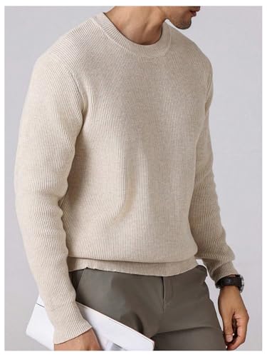 Men's Ribbed Knit Pullover Sweater Crew Neck Long Sleeve Basic Casual Knitwear3