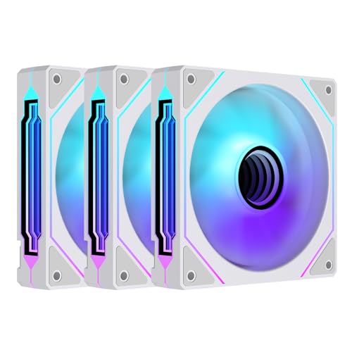 Image of Prism4 Pro X3 120mm ARGB Case Fans,Infinity Mirror RGB Light Effect 5V 3PIN Motherboard Light Sync 800~1800RPM PWM PC Fan Suitable for Computer Case(Triple Pack White)