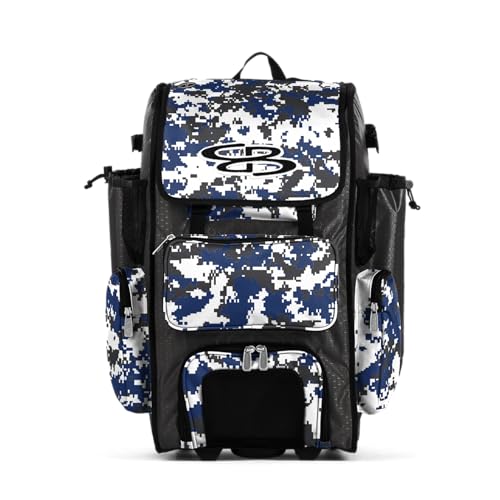 Boombah Rolling Superpack Hybrid Bat Pack PS-9051-3000C23 Digital Camo Charcoal/Royal - Wheeled & Backpack Version
