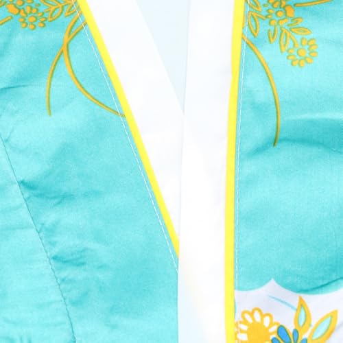 Kimono japonés de seda imitada azul suave y elegante para mujer Cabilock 3