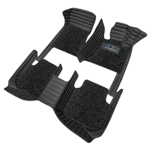 Image of Autofurnish Premium 9D Car Mat Full Set for Mahindra XUV700 (6 Seater) 2024 || Luxury Leather Dual-Stitch Full Set 9D Car Floor Mat || 100% Waterproof || Color : Black Beige