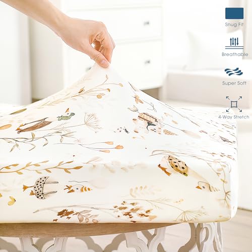 GRSSDER Stretch Ultra Soft Jersey Knit Fitted Crib Sheets Set 2 Pack，Fit All Standard Crib Mattress Pads Safe and Snug, Crib Fitted Sheet for Baby, Happy Party by GRSSDER - Used condition - Image 2