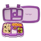 Bentgo Kids Bento-Style 5-Compartment Leak-Proof Lunch Box - Just-Right Portions for Ages 3 to 7, Durable, Drop-Proof, Dishwasher Safe, PFAS & BPA-Free & Made with Food-Safe Materials (Purple)