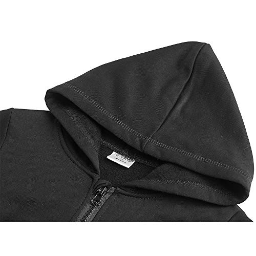 Spring&Gege Youth Solid Fleece Hoodies Soft Full Zip Hooded Sweatshirts, Black, Small #TOP3