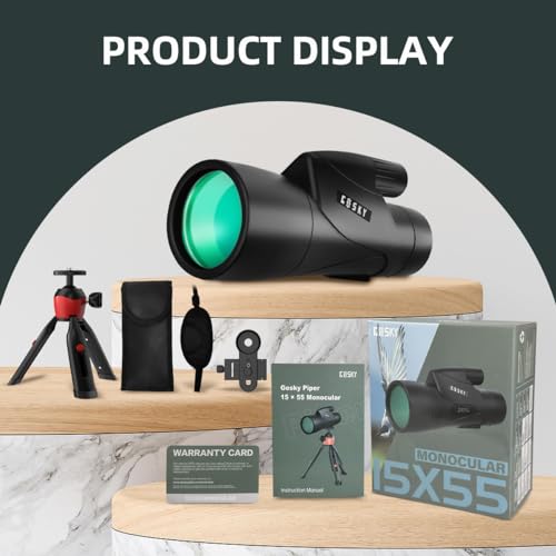 Gosky Monoculars Telescope, 15x55 HD Monocular for Adult with BAK4 Prism & FMC Lens, Lightweight Monocular with Smartphone Adapter Suitable for Bird Watching Hunting (Black) - Thumbnail 7