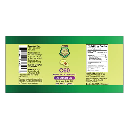 C60 Purple Power 2Oz Sampler Kit - 2Oz Organic Extra Virgin Olive Oil, 2Oz Organic Mct Coconut Oil, 2Oz Organic Avocado Oil, 99.99% Pure C60 Carbon Fullerenes, Lift The Oxidative Burden At The Cellula #TOP4