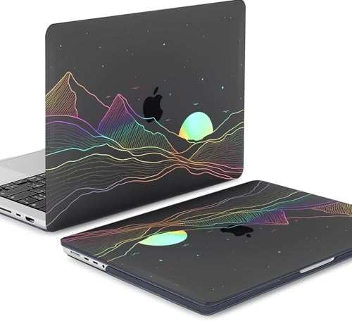 Clear Black Case for MacBook Pro 13 inch 2022-2016 M2 M1 A2338 A2289 A2251 A2159 A1989 A1706, Plastic Hard Shell Case & Keyboard Cover, Sunrise