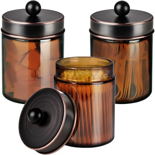 Amber Glass Containers With Bronzed Lids