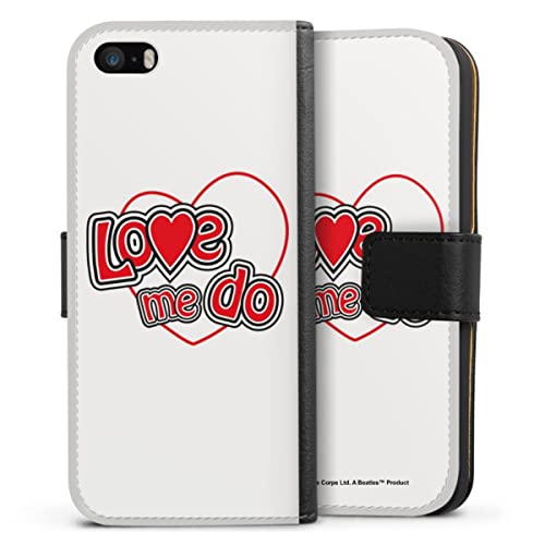 DeinDesign Etui Compatible avec Apple iPhone SE (2016-2019) Etui Folio Etui magnetique Love Me Do The Beatles Musique - Les Beatles, Paul McCartney, John Lennon, RIngo Starr, George Harrison DeinDesign Etui Compatible avec Apple iPhone SE (2016-2019) Etui Folio Etui magnetique Love Me Do The Beatles Musique