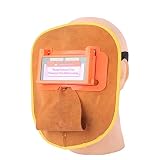 Chaqueta de soldadura resistente Soldadura Masca de la capucha del escudo de la cara Marca de cuero de cuero Marca de soldadura de cuero Campana de soldadura cómoda Resistente al calor y al fuego.