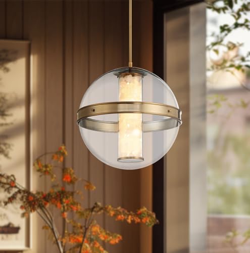 Minka Lavery 3885-776-L Divinely Clear Glass Acrylic/Quartz Crystalline LED Orb Pendant Ceiling Light, 1-Light 33 Watt, 19" H x 17" W, Celeste Brass by Minka Lavery - Image 3