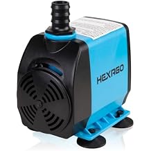 Hexago 800GPH Submersible Pump, Ultra Quiet Water Fountain Pumps with 10FT High Lift, 6FT Power Cord, 3 Nozzles, Durable Water Pump for Fish Tank, Pond Fountains, Aquarium, Statuary, Hydroponics