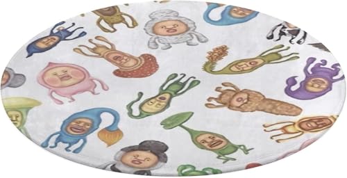 こびとつかん ラグマット 90*90cm 80*80 90*90 丸型 洗えるラグマット 丸 カーペット 滑り止め 転倒防止 円形マット 玄関マット バスマット 洗面台 キャラクター かわいい おしゃれ