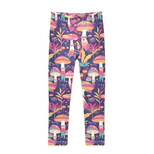 KLL Trippy Mushrooms Rainbow Toddler Girls' Legging Casual Full Length Dance Pants Exercise