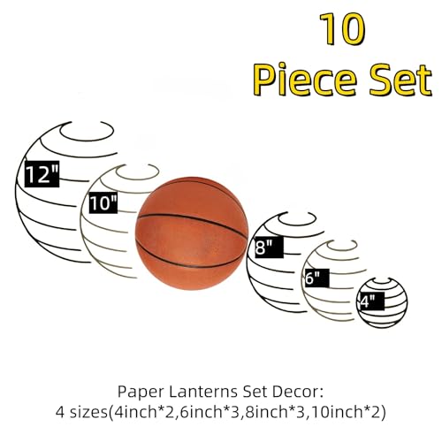 Image of Orange Paper Lanterns Decorative 10pcs Party Hanging Decorations for Halloween Thanksgiving Birthday Baby Shower Graduation Fall Themed Decor Chinese Paper Lanterns DIY Activities