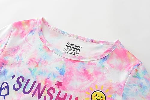 Image of Tie Dye Mermaid Sloth Christmas Halloween Pajamas for Girls Long Sleeve and Pants Nighty PJS 2-piece Set Size 6-16