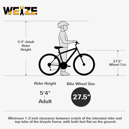 Image of WEIZE Mountain Bike, 24 26 27.5 inch Outdoor Cycling Bike,18-Speed /High-Carbon Steel /Dual Full Suspension, Adjustable Ergonomic Seat for Men Women Adult, MTB Bicycle with Suspension Fork