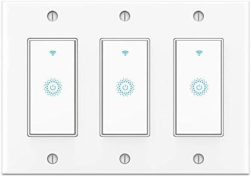 Smart Switch 3 Gang (Not 3 Way Switch), Smart WIFI Light Switch Work With Alexa Google Home and IFTTT, Voice and Remote Control, No Hub Required, Single-Pole Only
