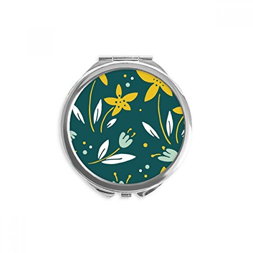 Miroir de poche blanc vert jaune motif plante miroir portable ultra fin 0,3 pouce