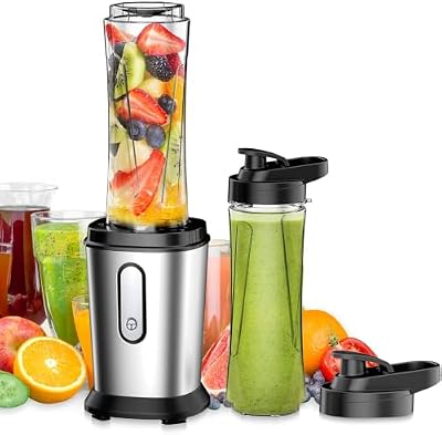 Smoothie Blender, Personal Blender for Shakes and Smoothies for Kitchen with 2 Portable Cups, Single Serve Smoothies Maker Mixer for Juices, Nutritious Recipe