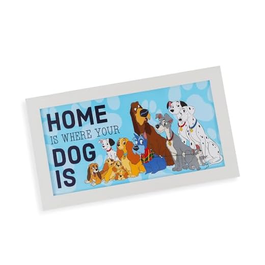 Silver Buffalo Disney Classics Dogs Home Is Where Your Dog Is Gel Coat Framed MDF Wall Decor Art Poster, 10 x 18 Inches