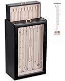 Lolalet Upgraded Double-Sided Hanging Necklace Organizer Box, Jewelry Display Case with Double-Sided Clear Window for Necklaces Bracelets, Tangle-Free Necklace Storage Box, Mothers Day Gift