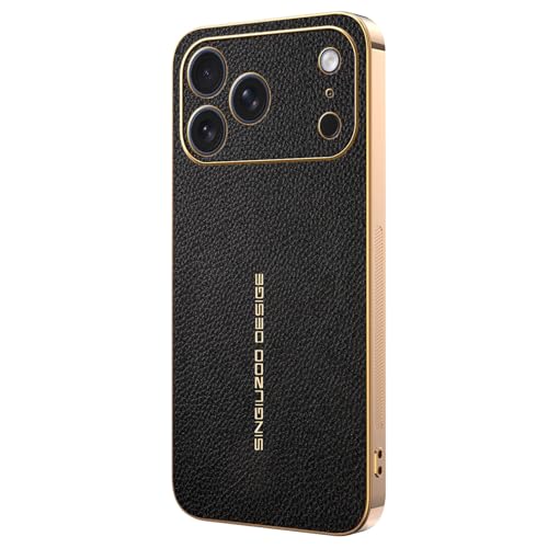 Housse iPhone 17 coque cuir noir anti-choc avec support magnétique