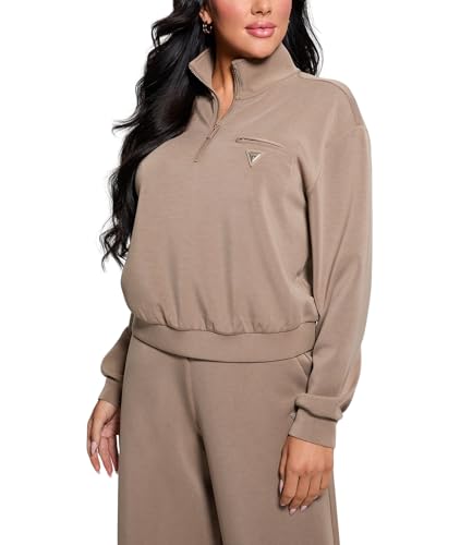 GUESS Eco Olympe Half Zip Sweatshirt Maillot de survêtement, Pralina, S Femme