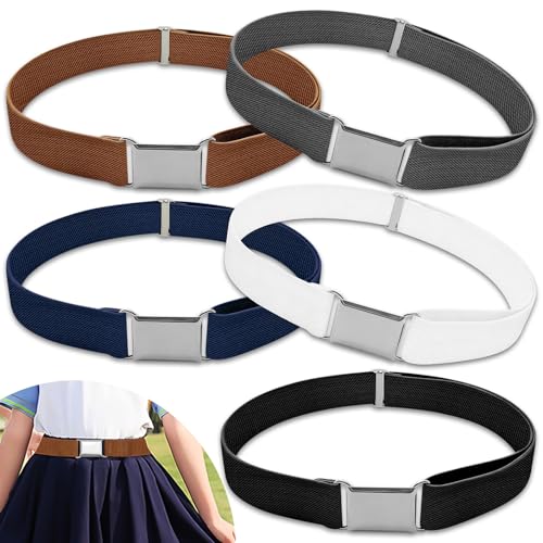 Leyrens Ceinture pour Enfants, Lot de 5 Ceinture Élastique Tressée Extensible Ajustable pour enfants avec boucle en métal simple, Multicolore, Garçons...