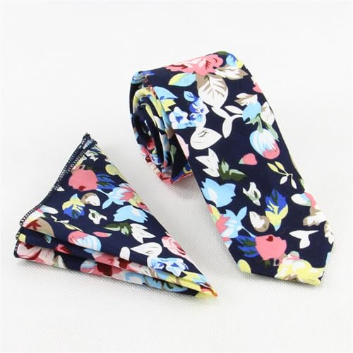 Corbata estrecha casual de algodón con estampado floral