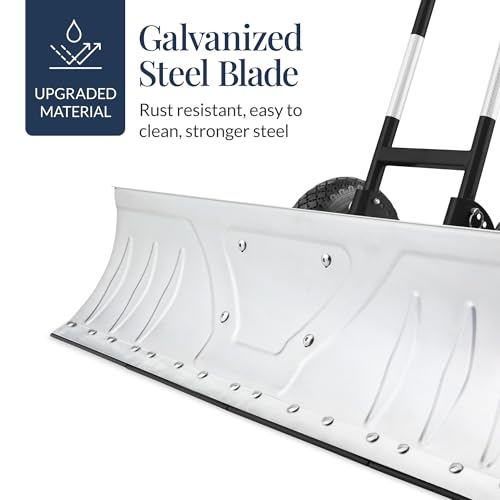 image for Best Choice Products 36in Galvanized Blade Heavy-Duty 2-Wheel Snow Pus