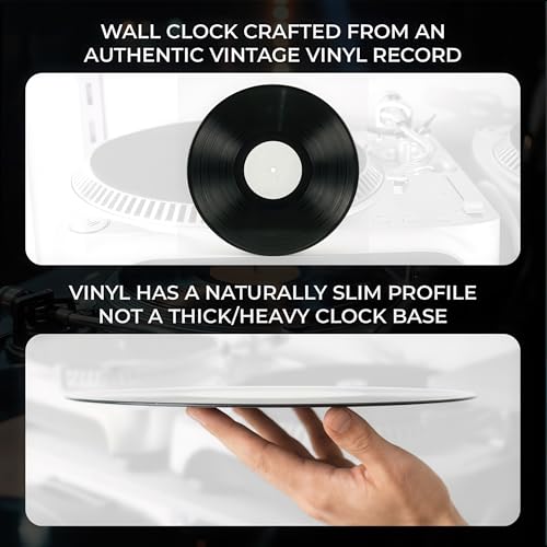 Horloge murale chat noir en disque vinyle pour décorer un salon moderne - 3